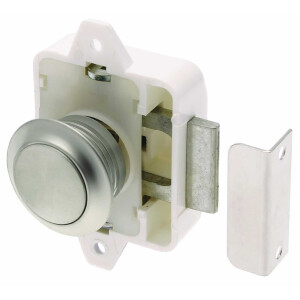 Flush Push-Button Cupboard Doorknob (Silver)
