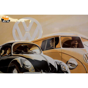 Blechschild "Der Volkswagen" mit Käfer und...