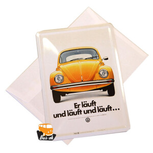 Blechpostkarte mit Umschlag und Motiv "Käfer"