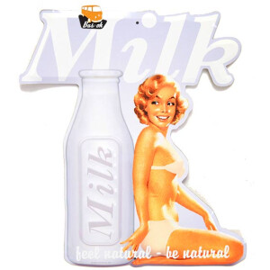 Nostalgie-Blechschild Milchmädchen Pin-Up Werbemotiv