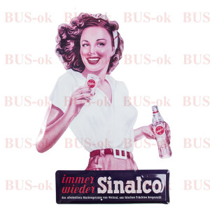 Nostalgie-Blechschild Sinalco Girl Pin-up Werbemotiv