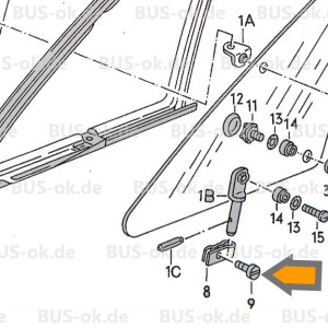 T25 screw for vent wing clamp orig. VW OEM partnr. N...