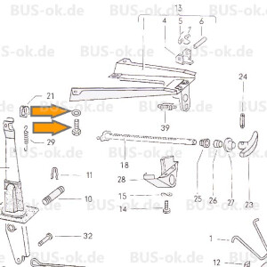 Type2 bay screw set for support handbrake lever OEM...