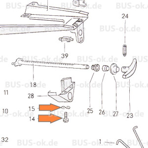 Type2 bay screw set for handbrake cover OEM partnr....