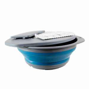 Camping Collaps Bowl & lid w/grater Blue