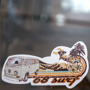 Sticker ´68 surf with type2 bay bus and palm trees....