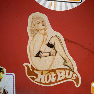 Sticker Hot Bus with Pin Up Girl