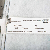 Audi A3 S3 Sitzbezug Platin-Hell NEU/OVP Verglnr. 8P0881805B7BM Origi,  234,60 €