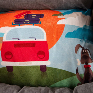 Dog/Cat Bed Medium with funny bus Medium 60cm x 40cm