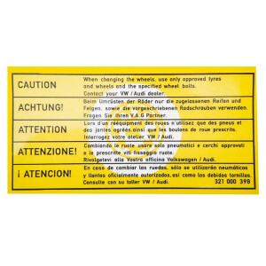 T25 Sticker Caution When Changing Wheels OE-Nr. 321-000-398