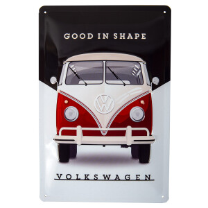 VW Bulli Metal Sign "Good in Shape" Samba 20cm...