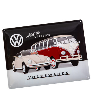 VW Bulli and Beetle Metal Sign &quot;Meet the...