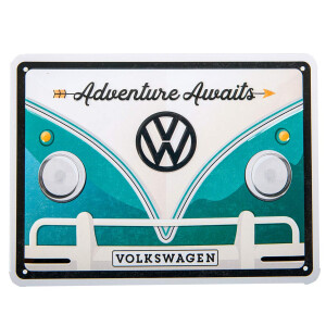 VW Bulli Metal Sign &quot;Adventure awaits&quot;...