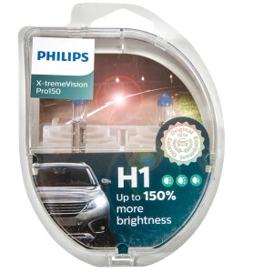 H1 Pair of Philips X-treme Vision Halogen Headlamps +150%...