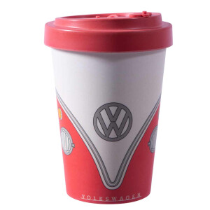 T1 VW Kaffeebecher mit Deckel im Bulli-Style Rot  aus...