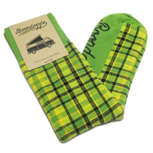 Westfalia-Style 70s Bus Plaid Socks (Green)