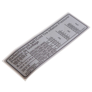 T25 16" Syncro tire pressure sticker OEM part number...